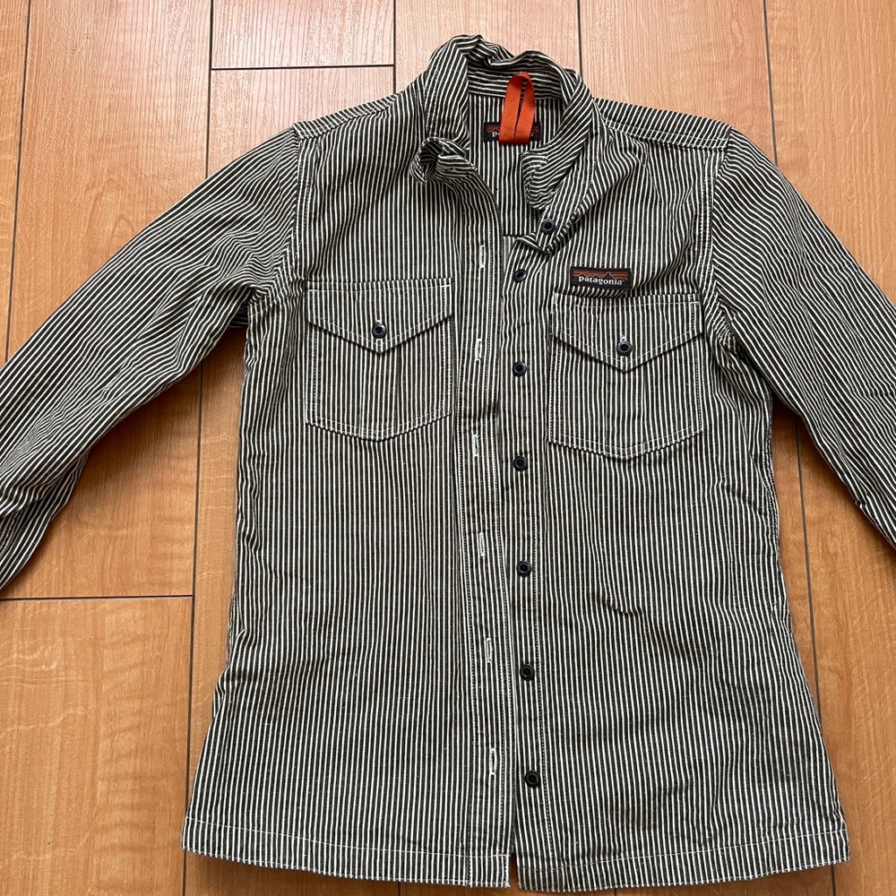 Patagonia Striped Shirt Jacket - Olive green & Cream